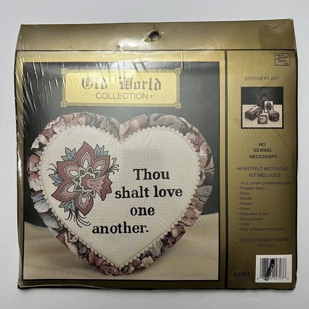 Vintage Old World Collection Cross Stitch Kit Floral Heart Sampler Stitchery